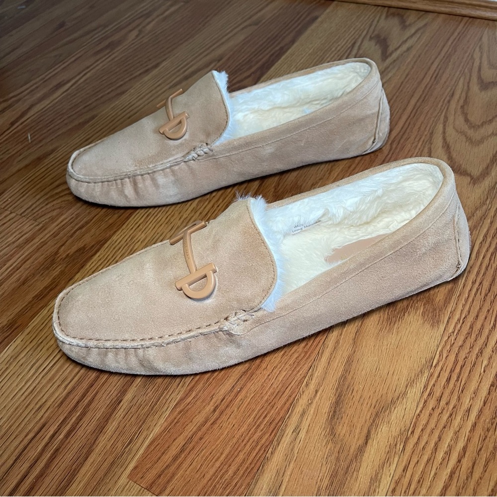 COLE HAAN Tully Tan Suede Driving Moc/Slipper w/Fur Lining - Picture 8 of 10
